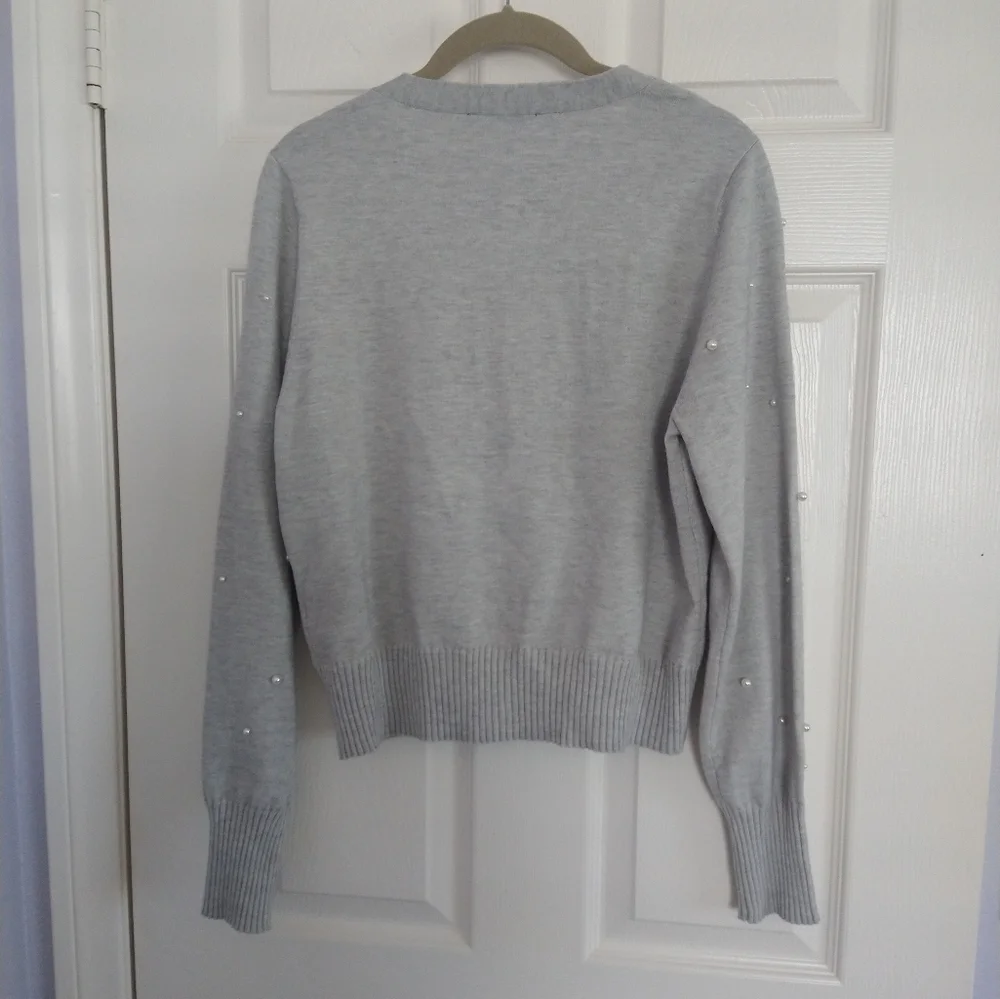 INC V-Neck Cardigan with Pearls Accent - Picture 3 of 7